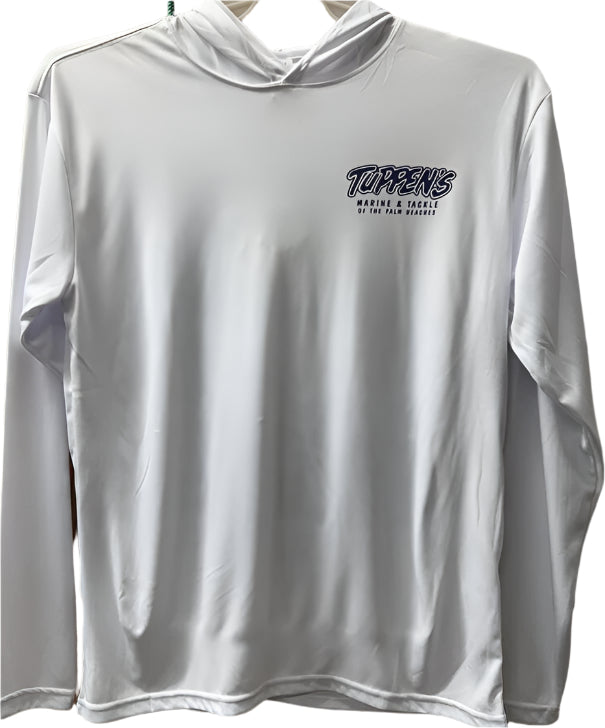 Tuppen's White Sailfish Hooded Performance Long Sleeve T-Shirt Hoodie