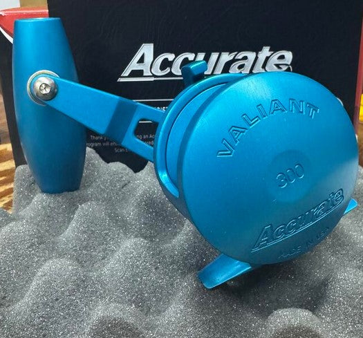 accurate baitcasting reels Accurate BV-300HL-SPJ Boss Valiant High Speed 300 SPJ Custom Reel Lefty Matte Ice Blue