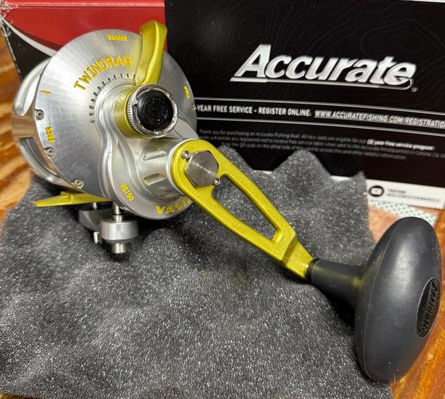 Accurate BV-600-SMYL Boss Valiant 600 Reel Custom Silver Matte Yellow