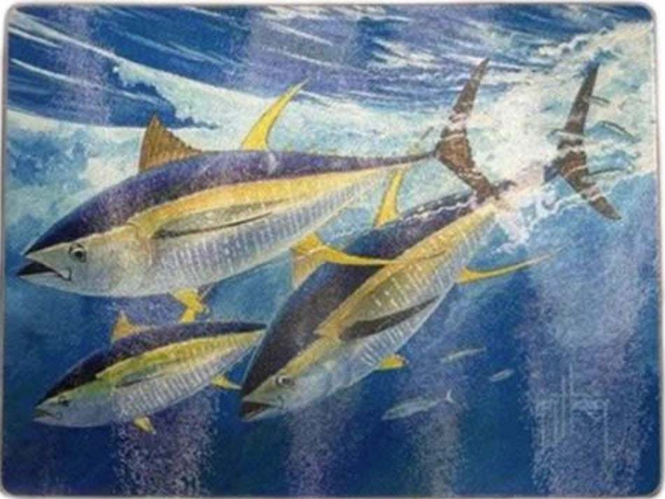 Guy Harvey Temperd Glass Cutting Board Yellowfin Tuna