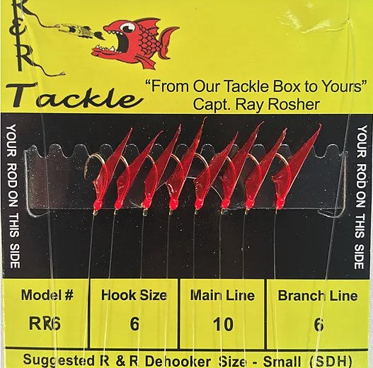 R&R Tackle Sabiki Rig with Gold Hooks RR6 Size#6 Main Line-10lb Branch Line-6lb