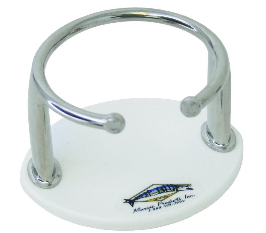 Deep Blue Single Drink Holder Stainless Steel White Base Suction Cup