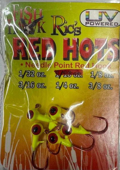 Fish Hawk Ric's Red Hots Jig Head Red Hook Chartreuse / 1/16oz