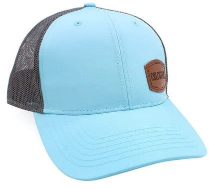 Calcutta Leather Patch Grey Mesh Seafoam Trucker Snapback Hat