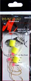 Matzuo Pompano Rig Gold Wide Gap Kahle with Floats and Fluorescent Beads