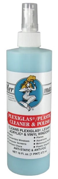Mer-Maids Plexiglass/Plastic Cleaner & Polish, Pint Spray Bottle 16 Ounce.