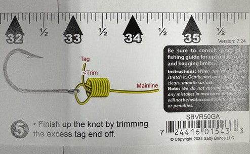 Salty Bones Fishing Knot Vinyl Ruler 36"