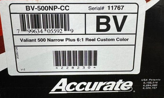 Accurate Valiant BV-500NP Narrow Plus Custom Purple Black Conventional Reel Next-Gen Round Knob