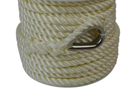 Seachoice 1/2" 300' White Nylon 3-Strand Twisted Anchor Line Spool with Thimble