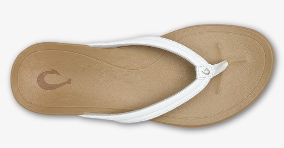 OluKai Ho'opio Malua Bright White Warm Sand Women's Sandals.