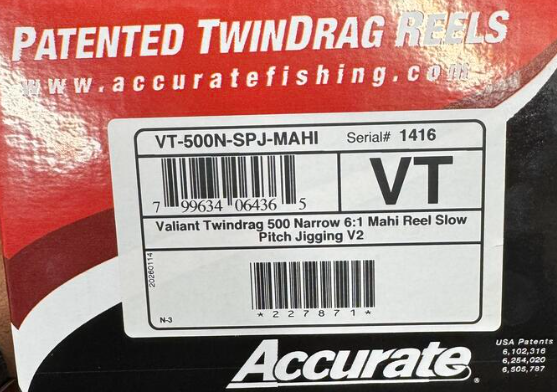 Accurate Valiant 2 500 Narrow Mahi Slow Pitch Jigging VT Conventional Reel