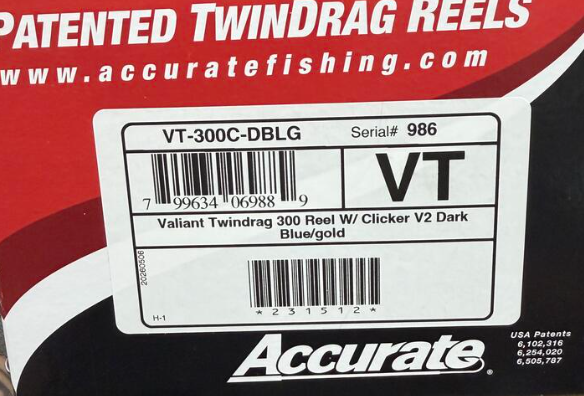 Accurate VT-300C-DBLG Valiant Twindrag 300 Reel With Clicker V2 Dark Blue/Gold Next Gen Handle