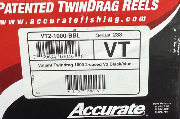 Accurate VT2-1000-BBL Valiant 2 1000 2-Speed Conventional Reel Black Blue Extreme Handle