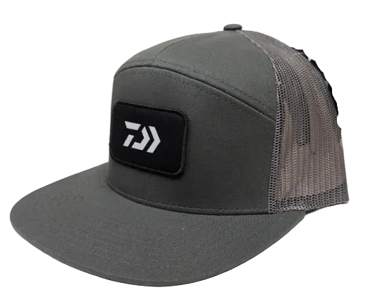 Daiwa D-VEC Charcoal 7 Panel Snapback Hat With Gray Mesh
