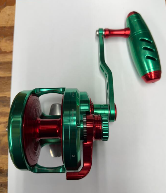 Maxel Rage Pro 90 Custom Green Red Conventional Reel Right Hand