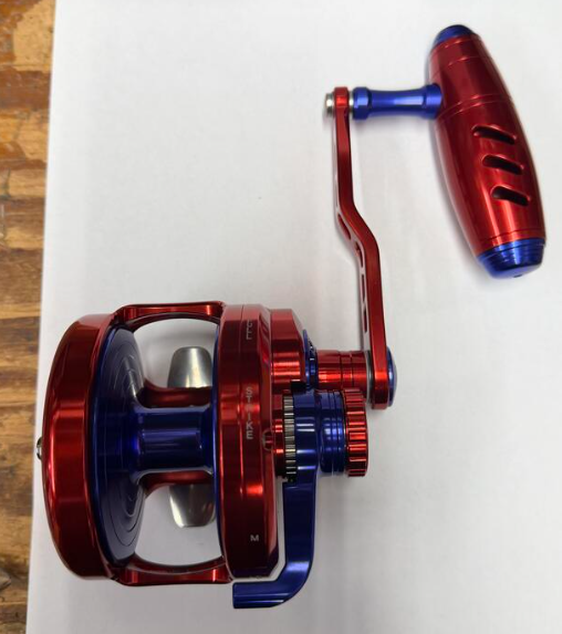 Maxel Rage Pro 90 Custom Red Navy Blue Conventional Reel Right Hand