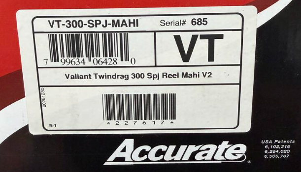 Accurate VT-300-SPJ-MAHI Valiant 2 Twindrag 300 SPJ Jig Conventional Reel Mahi