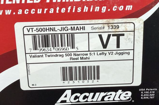 Accurate VT-500HNL-JIG-MAHI Valiant 2 500 Narrow 5:1 Reel Mahi Left Hand