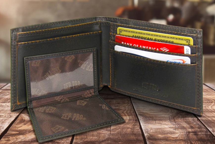 Zep Pro Burnished Leather Bifold Wallet Dolphin Mahi-Mahi