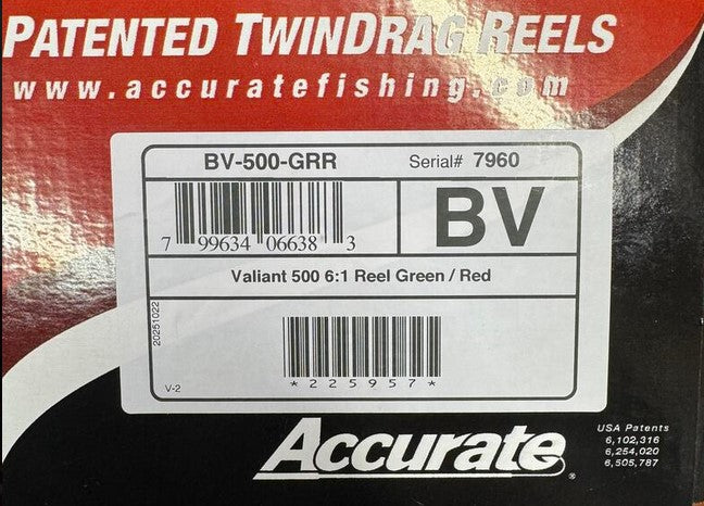 Accurate Valiant 500 BV-500 Custom Green Red Reel