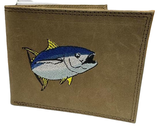 Zep-Pro Men's Embroidered Bifold Leather Wallet Snook Mahi Tuna Sailfish