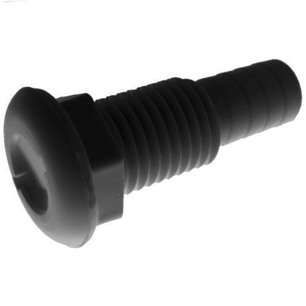 Straight Thru Hull for 5/8" Hose, Black, 3-3/8" Long