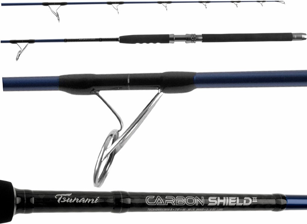 Tsunami Carbon Shield II TSCSHDBSII701H-B Boat Spinning Rod 7’ 40-80lb.