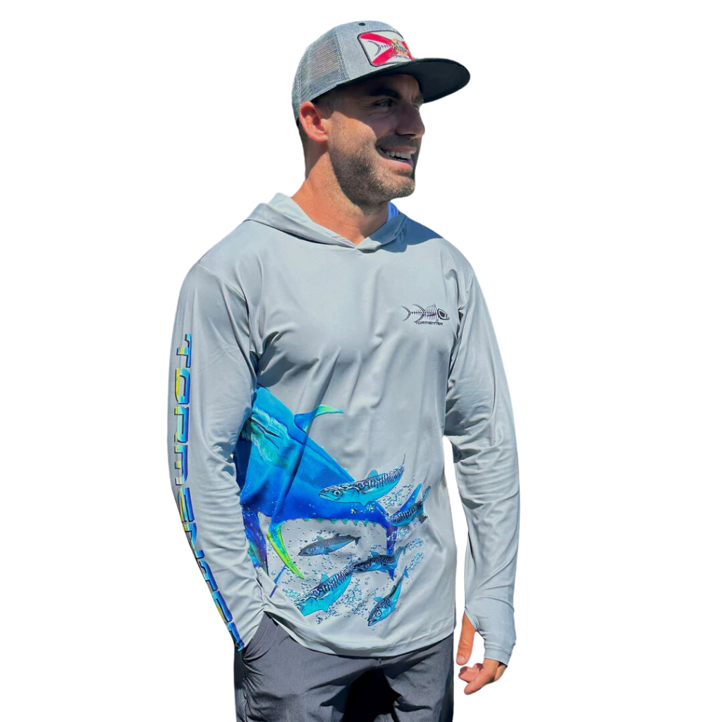 Tormenter Fish Wrap Performance Hoodie Tuna Chase Gray