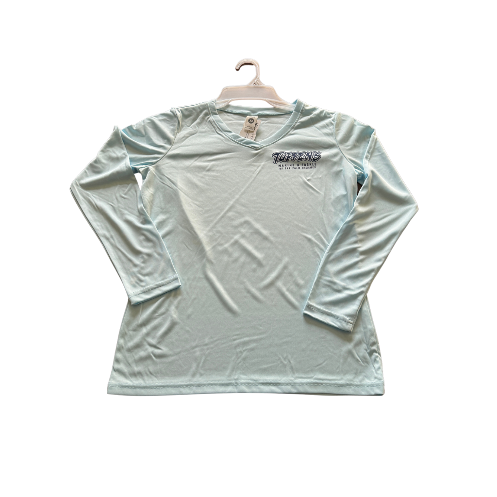 Tuppen's Lady's Sailfish Sky Blue V-Neck Performance Women Shirt Top