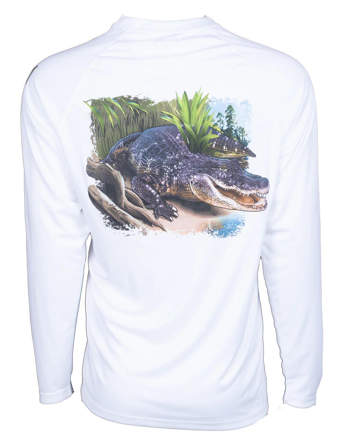 Bimini Bay Alligator White Hook M' Mens Long Sleeve Shirt