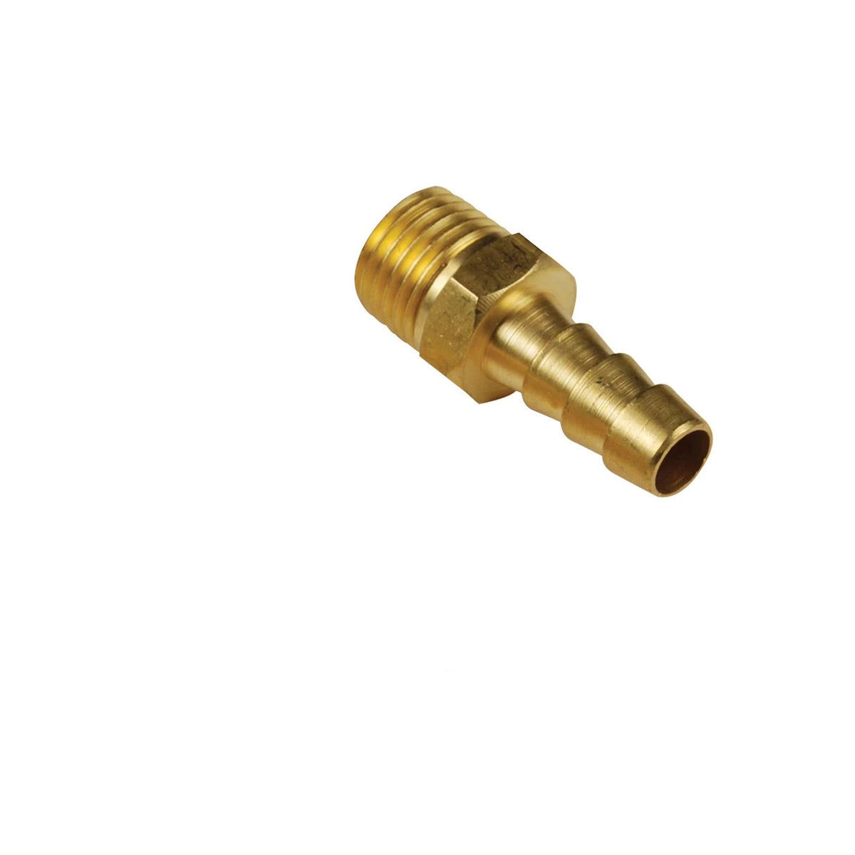 Whitecap Fuel Hose Barb, Male 1/4" NPT, 3/8" Barb, Brass F-7134C