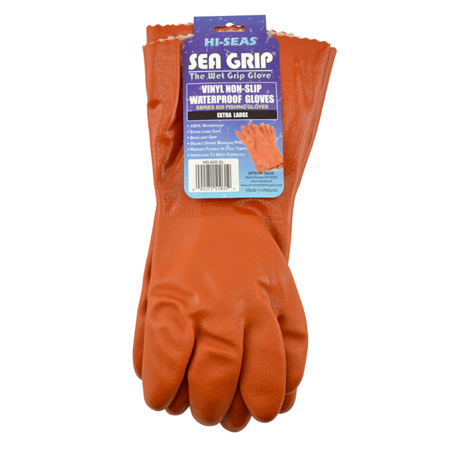 AFW Sea Grip Vinyl Waterproof Gloves Orange 1 pair American Fishing Wire