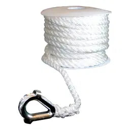 Three-Strand Twisted Nylon Anchor Line Spool White 3/8" x 150'