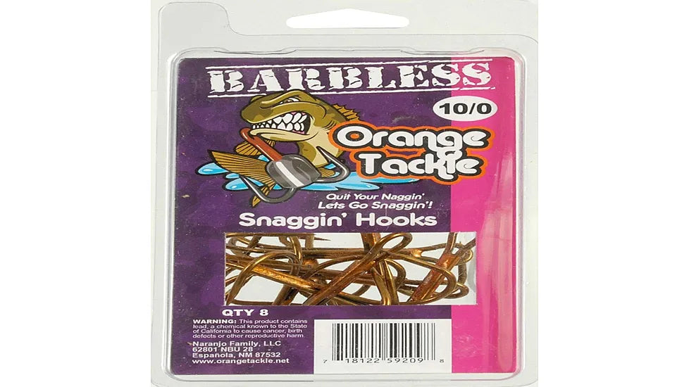 Orange Tackle 10/0 Snag Hooks Barbless 8 Pack