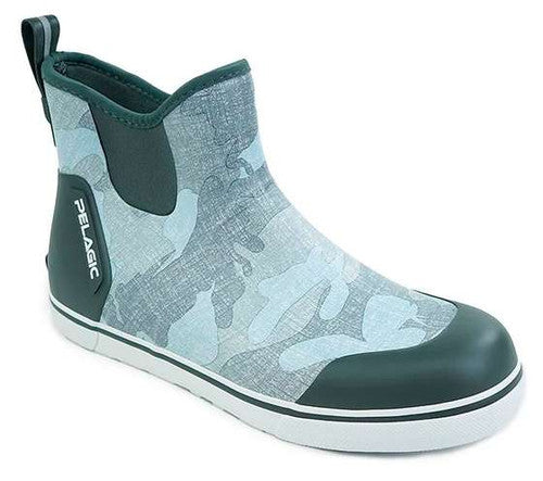 Pelagic Green and Blue Camo Neoprene Slip-On Boots Pelagic Pursuit Deckboot - Fish Camo Green - 10 - TackleDirect main image 3