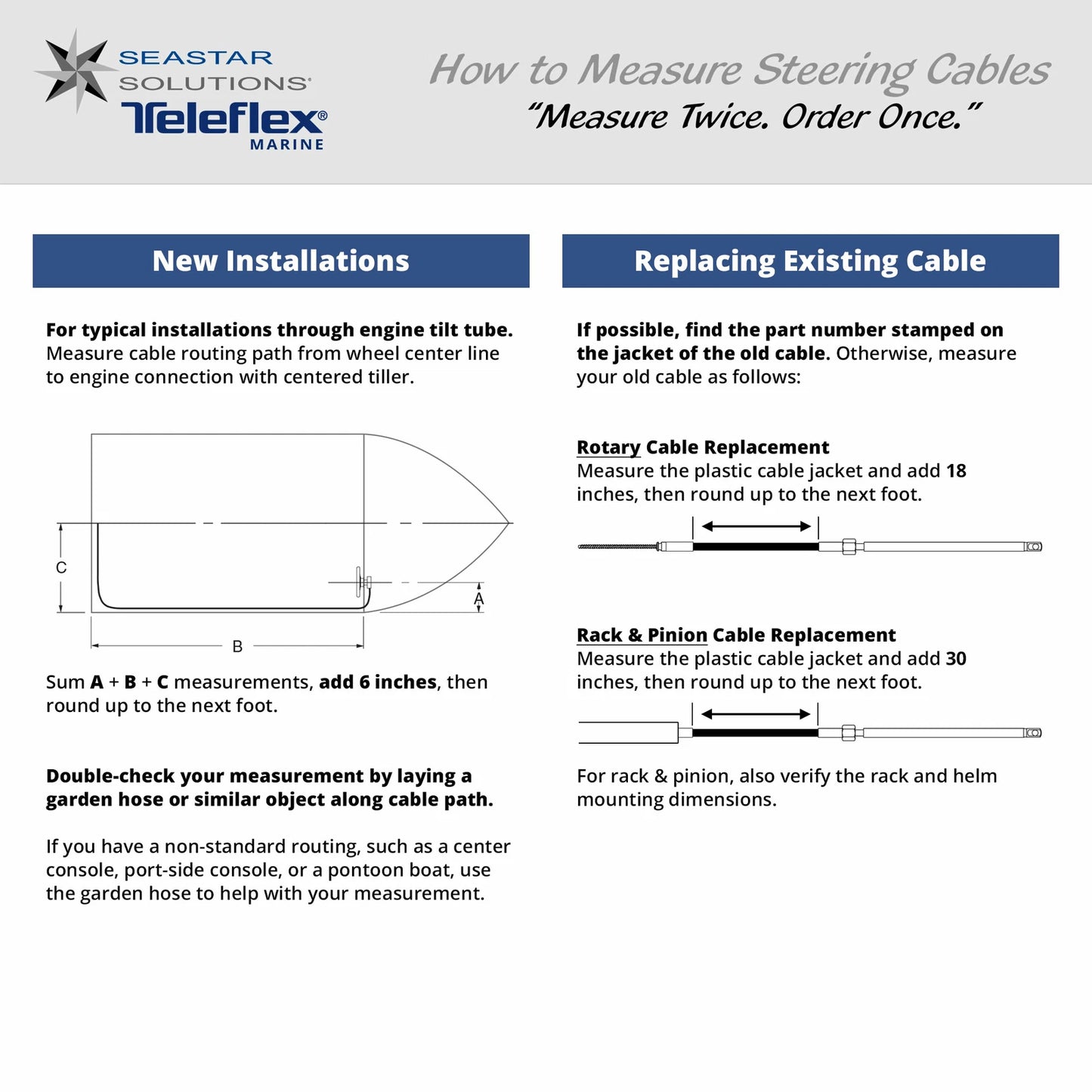 SeaStar SSC6212 Safe-T QC 12ft 12' Rotary Mechanical Steering Cable Teleflex Marine