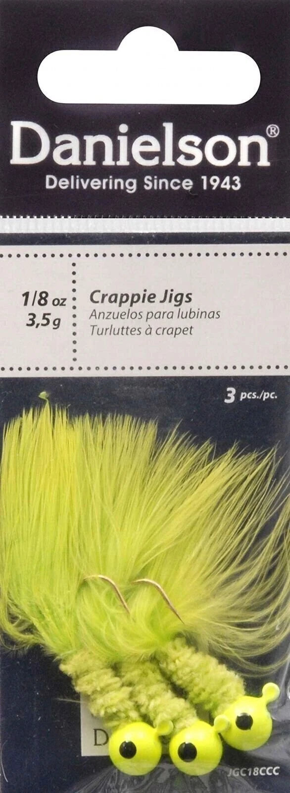 Danielson Crappie Jig 1/8oz Chartreuse