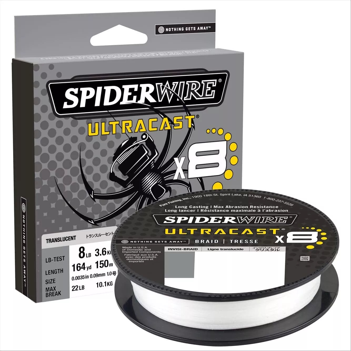 Spiderwire Ultracast Braided Line Invisibraid Translucent 164 Yards