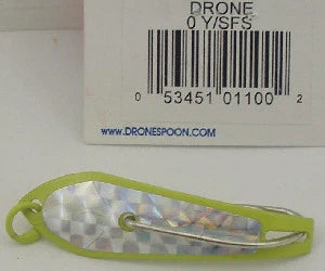 Huntington 0Y-SFS Drone Spoon 2 1/4 1/6 Oz 3/0 Hook Chartreuse Yellow w/Silver Flash Scale