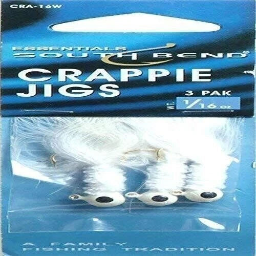 South Bend CRA-16W Crappie Jig 1/16 oz White 3 Pk