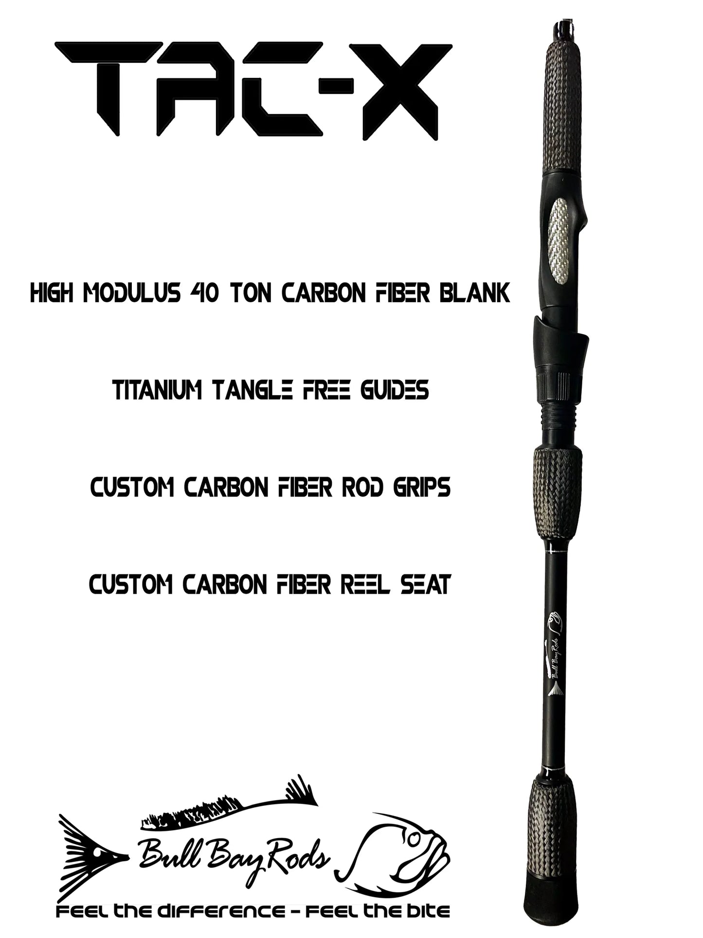 Bull Bay Tackle TAC-X Carbon Fiber Spinning Rod 7' 8-17lb Medium Heavy -Fast Action