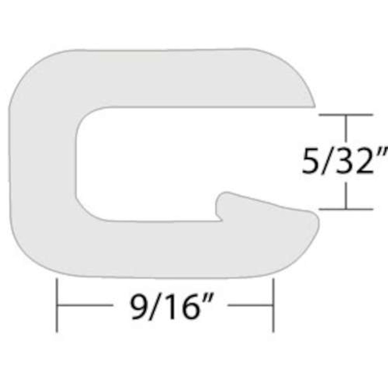 TACO Flexible Vinyl Trim - 5/32'' Opening x 9/16''W White per foot