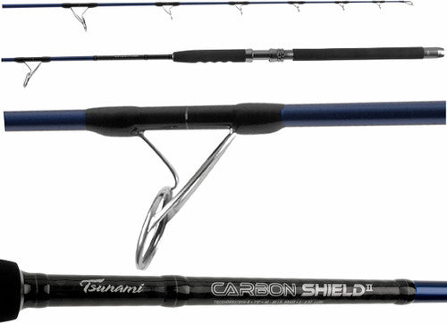 tsunami carbon shield ii spinning rod tscshdii701m Tsunami TSCSHDBSII701M-B Carbon Shield II Boat Spinning Rod 7' 20-40lb – Tuppens