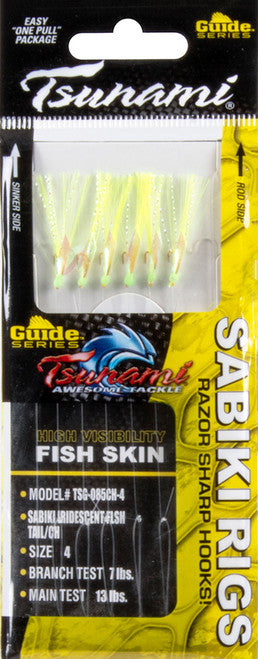 Tsunami Guide Series Flash Tail Sabiki Rigs - Iridescent Chartreuse TSG-085CH