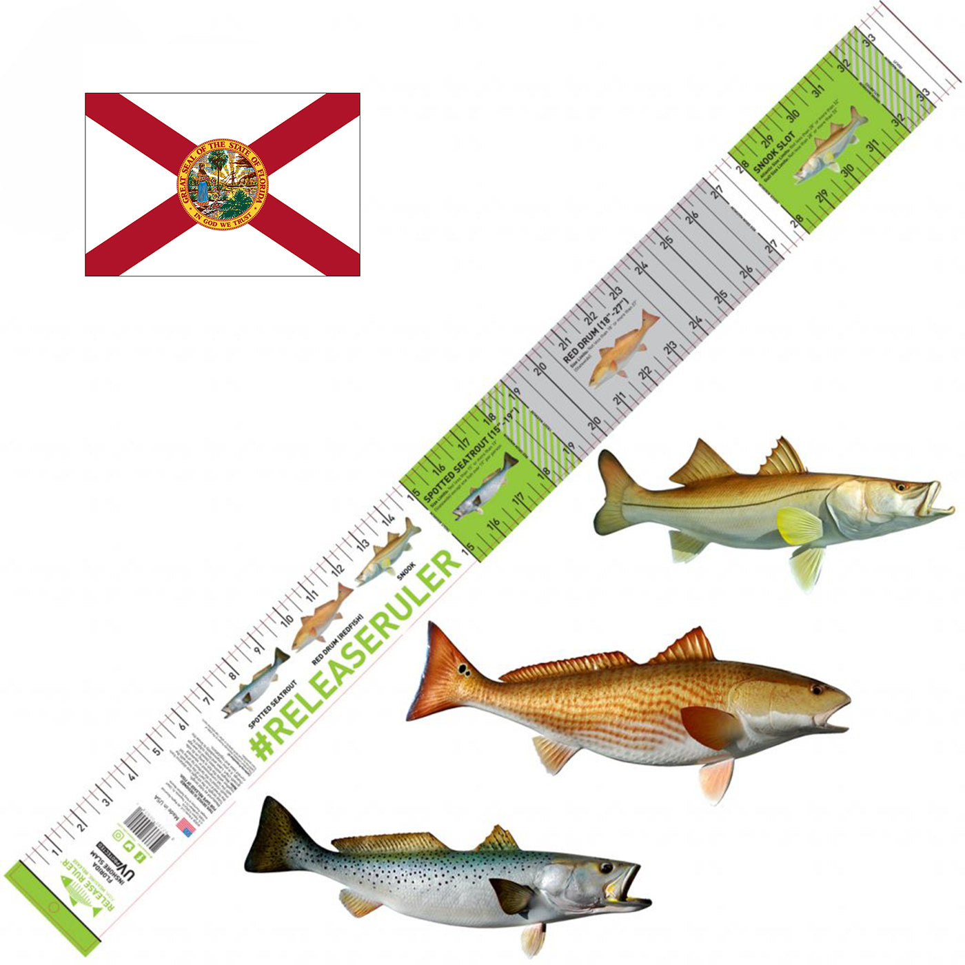 Release Ruler Florida Inshore Grand Slam Ruler - Decal