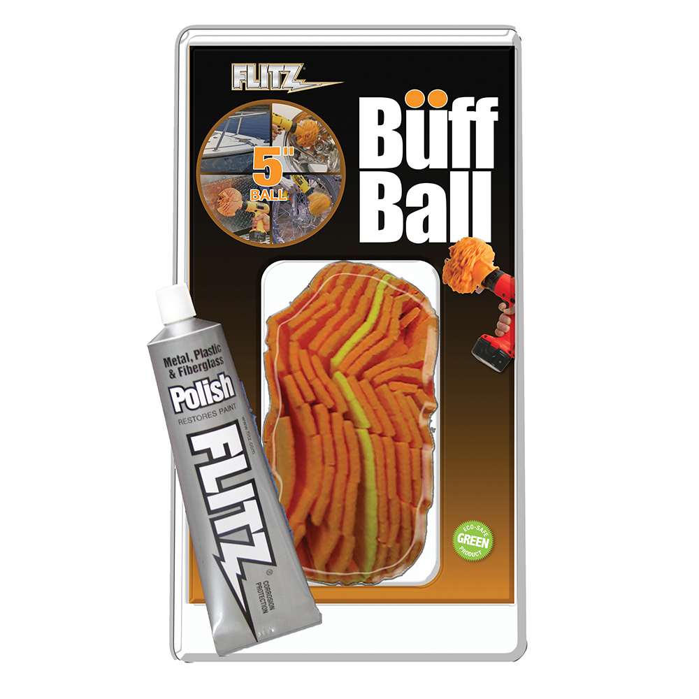 Buff Ball - Large 5" - Orange with 1.76oz Tube Flitz Polish