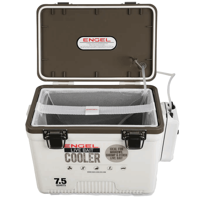 Engel Live Bait Cooler with Air Pumps.