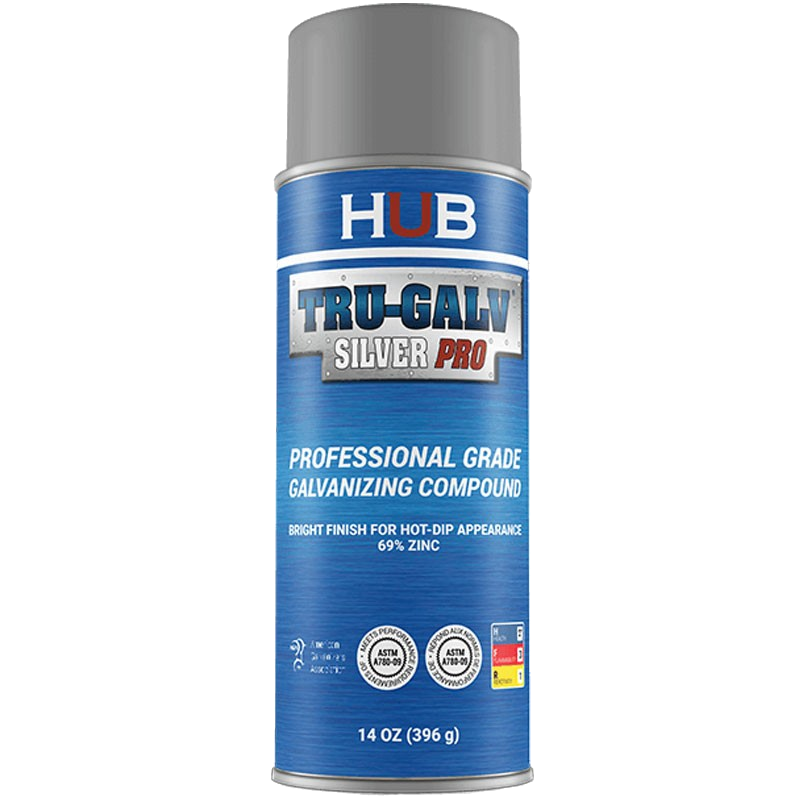 HUB Tru-Galv Silver Pro Galvanized Paint 14 Ounce.
