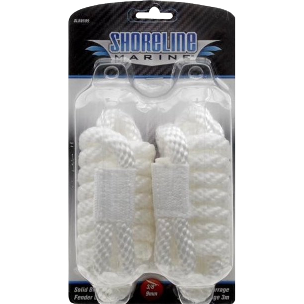 Shoreline Marine Boat Fender Line - 3/8 in x 6 ft (2 Pack) - White