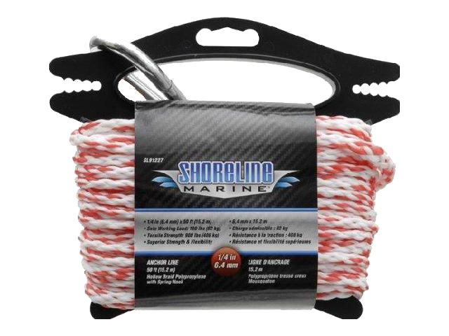 Shoreline Marine Hollow Braid Anchor Line 1/4" x 50'.